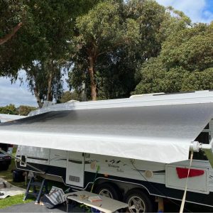 Fresh vinyl installed onto awning
